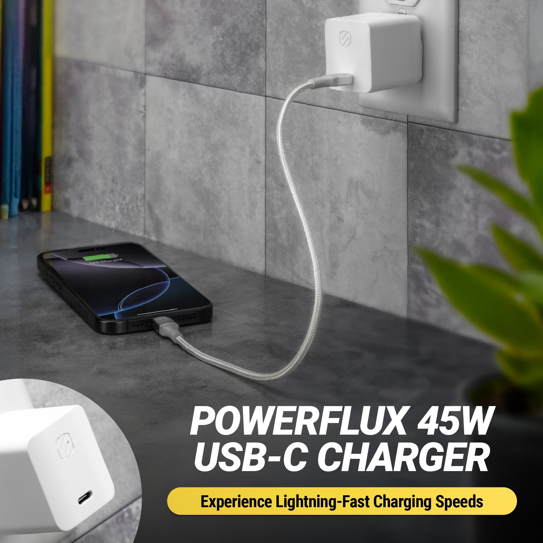 Scosche HPDC45WT-SP PowerFlux 45W Home Wall Charger Block USB-C Fast Charge White