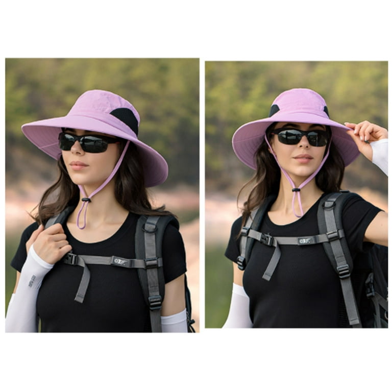 Sohindel Sun Hat for Men/Women, Waterproof Wide Brim Bucket Hat Foldable Boonie Hat for Fishing Hiking Garden Safari Beach - Purple, Men's, Size: One