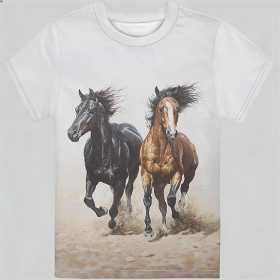 Horses Lover Graphic for Boys Girls T-Shirt Kids Summer Clothes Relaxed Fit (White 1-2 Years)