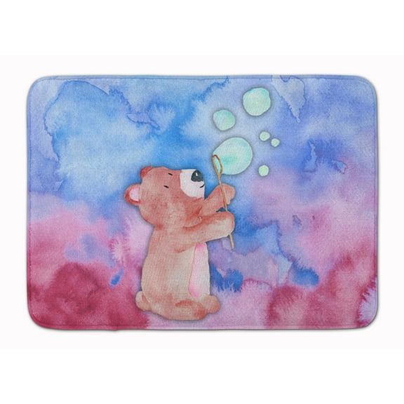 Bear and Bubbles Watercolor Machine Washable Memory Foam Mat