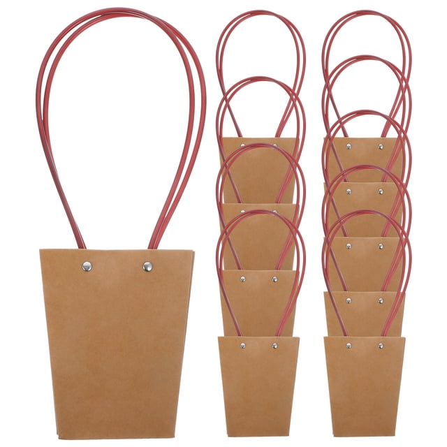 Bolsa de flores portátil, bolsa de regalo práctica de papel impermeable, bolso de flores Kraft, 10 Uds.