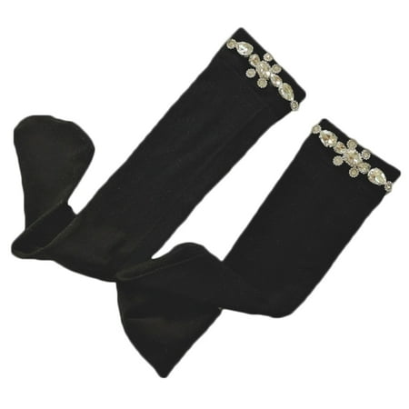 

GENEMA Women Summer Striped Stretch Knee High Socks Preppy Style Lolita Kawaii Colored Imitation Crystal Diamond Stockings