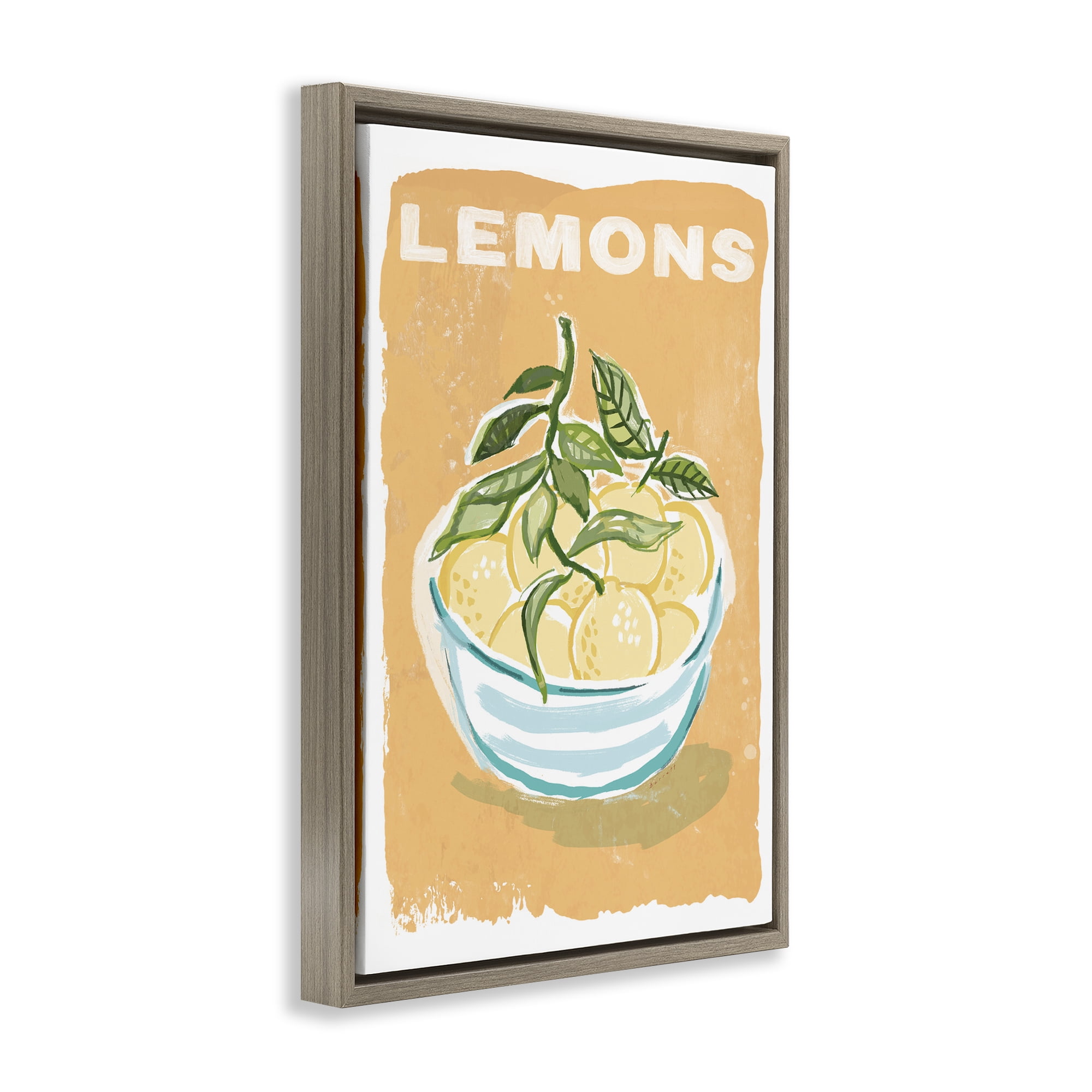 Stupell Industries Lemon Twist Motif Brown Framed Floater Canvas Wall Art, design by Chad Barrett
