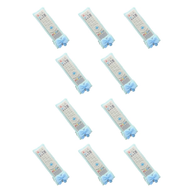 Bearachild Estuche para control remoto Accesorio protector Aire acondicionado Material de encaje Cubierta a prueba de polvo con oso pequeño azul azul M (21 x 8 cm) 10Conjunto