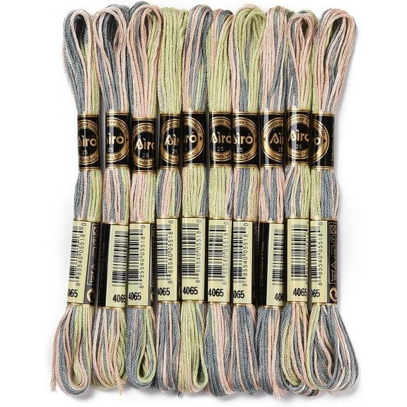 1Bag 10Skeins 6-Ply Polyester Embroidery Floss Cross Stitch Threads Segment Dyed 0.5mm about 8.75 Yards(8m)/skein Dark Sea Green