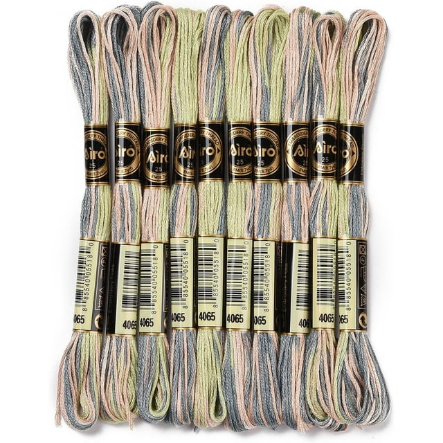10 madejas de 80 m, 0,5 mm, hilo de bordar de poliéster de 6 cabos, teñido en segmentos, hilo de coser multiusos para el hogar.