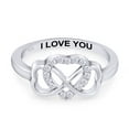 thumbnail image 3 of AFFY 0.05CT Natural Diamond "I Love You" Infinity Heart Promise Ring 14K White Gold over Silver-4.5, 3 of 7