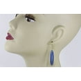 thumbnail image 3 of 14k Gold Filled Kyanite Earrings Deep Blue Smooth Long Narrow Teardrop Dangle Drop 2 Inches Designed for Adult Women, 3 of 5