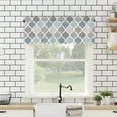 thumbnail image 4 of Curtains for Living Room Retro Blue Moroccan Geometric Pattern Semi Sheer for Windows Rod Pocket Short Window Treatment Décor, Light Filtering, Kitchen Valance 54inx18in, 4 of 5