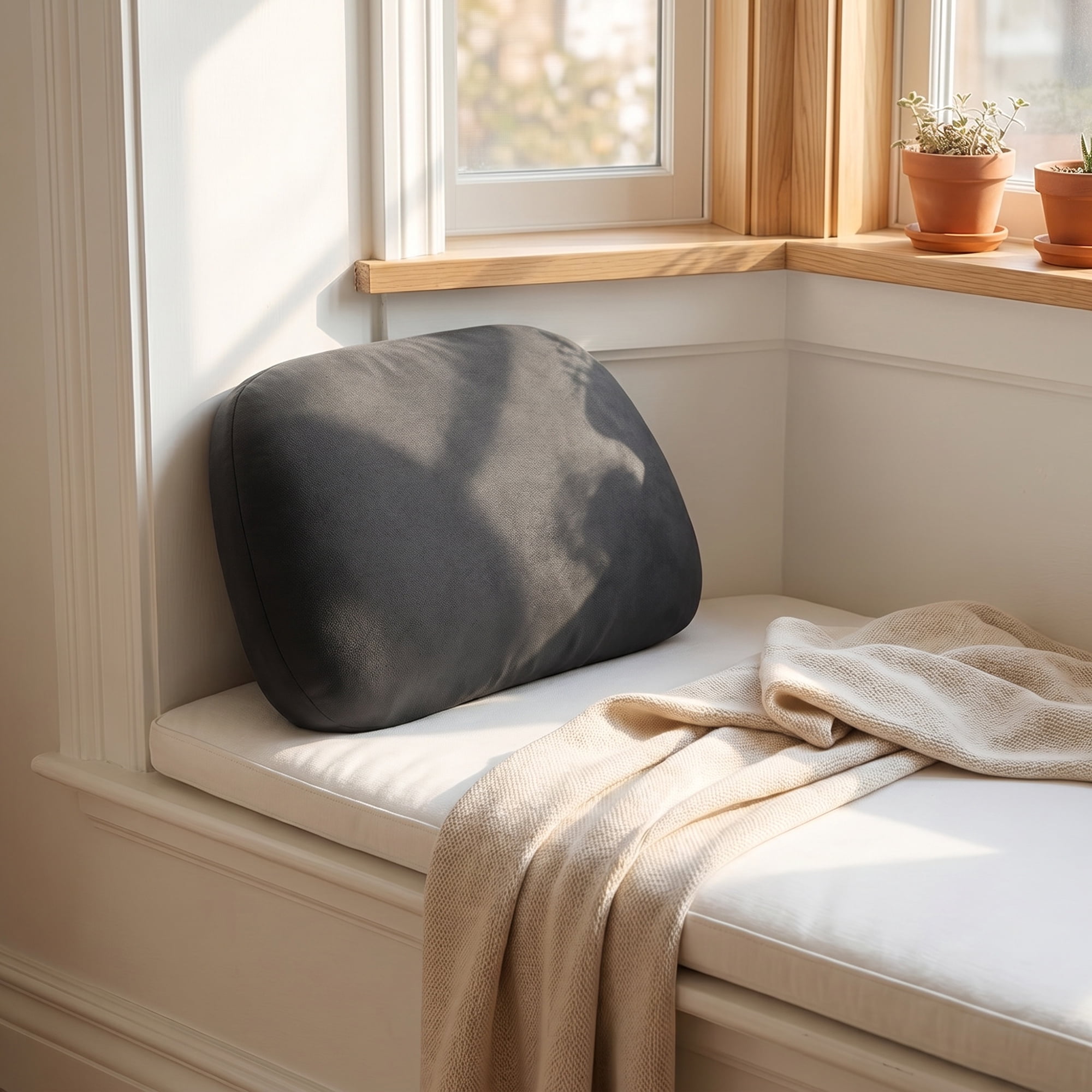 Unique Bargains U-shaped Lumbar Support Pillow for Back Support Carbon Black 15.7" x 10.6"
