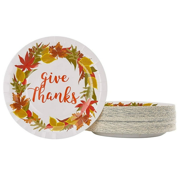 Disposable Plates 80Count Paper Plates, Thanksgiving Party Supplies