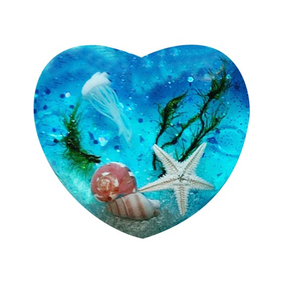 Under 10 Crystal Decoration Glass Beach Pocket Heart,Natural Heart Sea Fused Handmade Ocean Glass Heart Ornament,Fused Glass Heart Pocket ,Mini Cute Beach Glass Hug Heart (J*4)