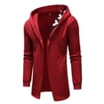 thumbnail image 3 of Maoxin Mens Jacket Men's Solid Color Zipper Pocket With Velvet Long Sleeved Hooded Casual Jacket Jackets for Men , Red , S, 3 of 7