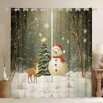 Feelyou Teen Christmas Reindeer Curtains Pack of 2 (42x84 Each), Snowman Xmas Tree Curtains Blackout, Vintgae Fairy Tale Bedroom Curtains, Window Curtains Home Decor