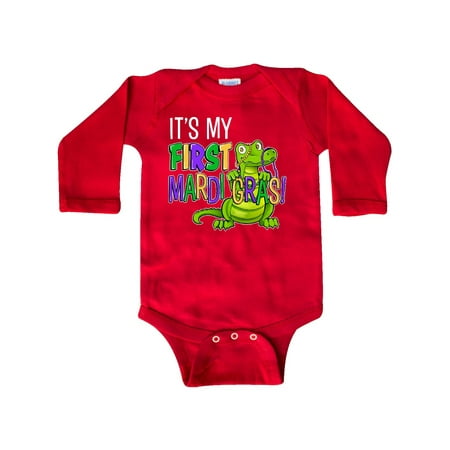 

Inktastic My 1st Mardi Gras Cute Alligator with Beads Gift Baby Boy or Baby Girl Long Sleeve Bodysuit