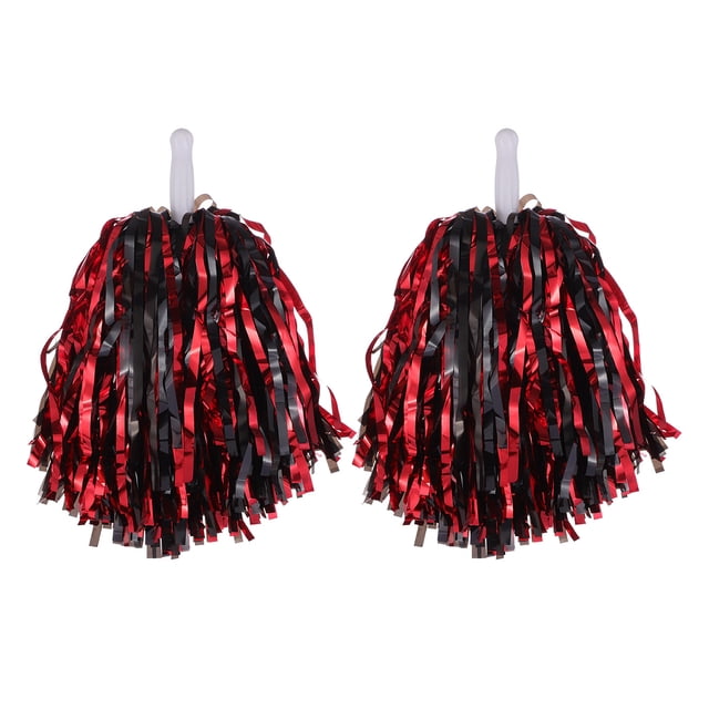 2 pompones de animadora de papel metálico, flores de mano con asa para celebraciones de competiciones deportivas.