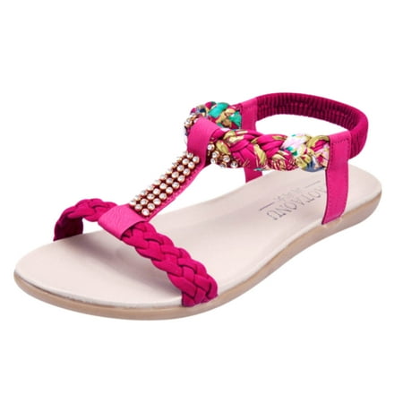 

TUOBARR Flat Sandals for Women Women s Flat Shoes Ladies Beach Sandals Summer Non-Slip Causal Slippers Watermelon Red
