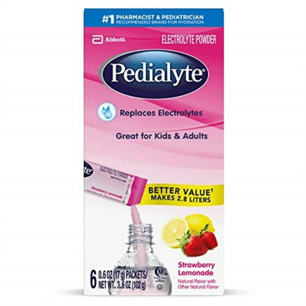 pedialyte electrolyte powder, strawberry lemonade, electrolyte