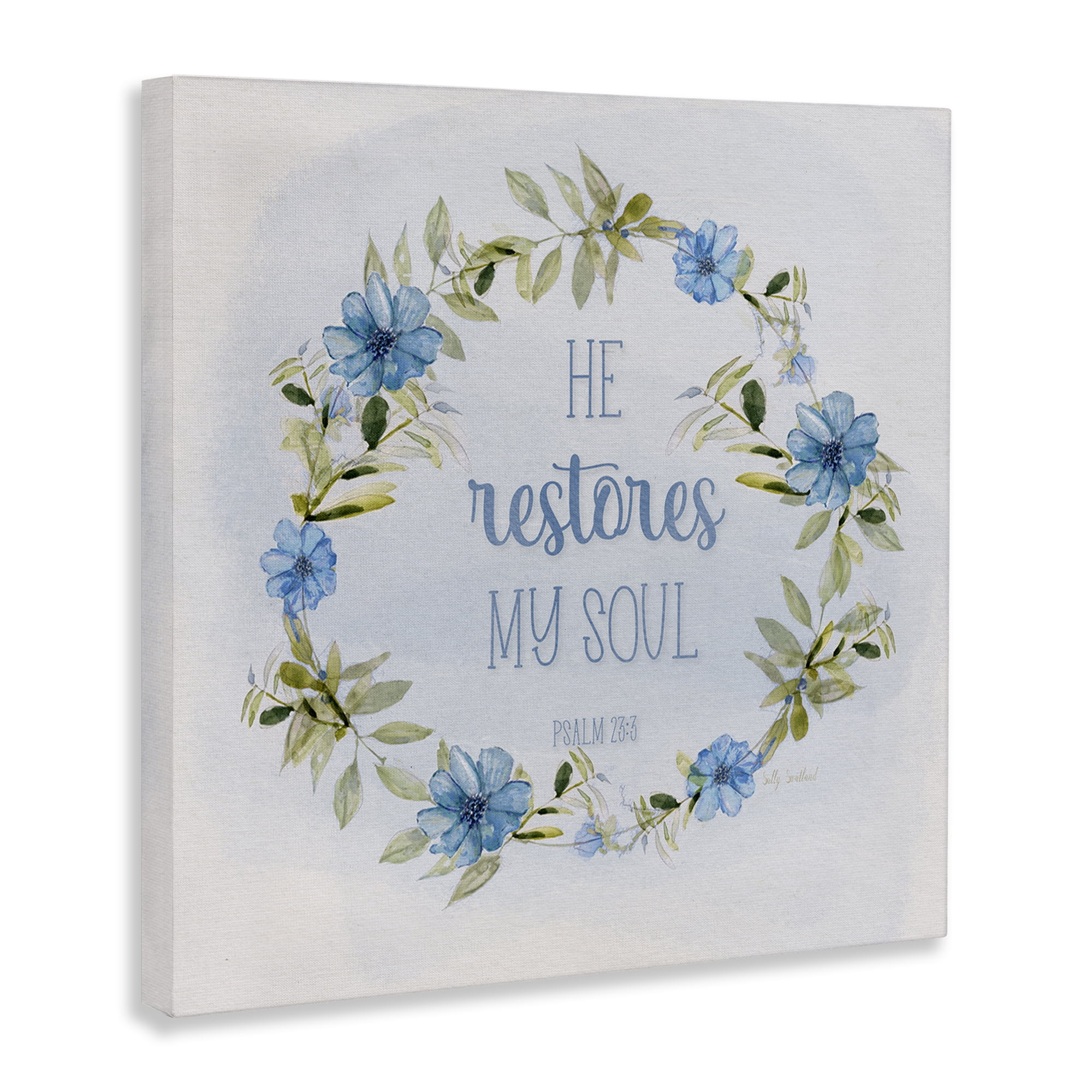 Stupell Industries Restores My Soul Proverb Religious & Spiritual Painting Wrapped Canvas Art Print Wall Art, 30 x 30