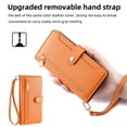 thumbnail image 5 of Jiahe Cover for iPhone 12 Pro Max, Multifunctional Wallet Case with Card Holder and Shoulder Strap,PU Leather Magnetic Closure Zipper Pocket Kickstand Wristband Flip Leather Cover, orange, 5 of 7