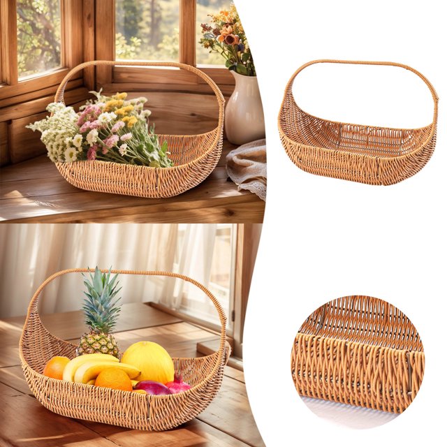 DFC Ochine Wicker With Handle Wedding Flower Girl Wicker Picnic Fruit Bread Rattan Multipurpose Woven Serving Vegetables Kitchen