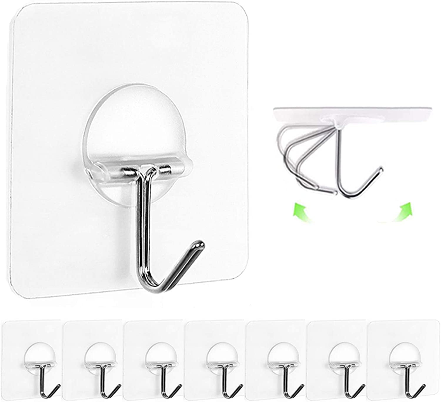 20 PCS Heavy Duty Self Adhesive Hooks with Stainless Hooks Reusable for Kitchens Bathroom Adhesive Hooks Kitchen Wall Hooks Office
