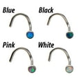 thumbnail image 2 of 20ga Nose Screw w/2mm Bezel Set Synthetic Opal 316L Steel - 4 Colors to Choose, 2 of 2