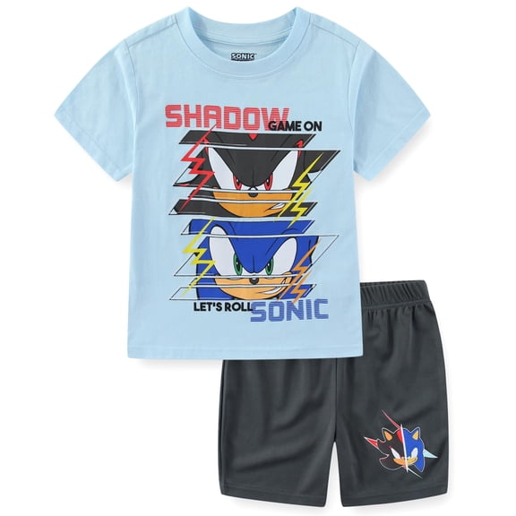 SEGA Sonic the Hedgehog Short Sleeve T-Shirt and Mesh Short Set (Boys), 2 Piece Set, Sizes 4-10