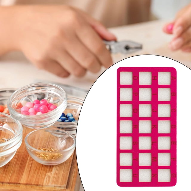 Elodie Bead Mat 21 Grid Bead Cushion for Art Crafts Necklaces Making Jewelry Making Red