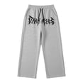 thumbnail image 3 of Gothic Print Drawstring Casual Pants for Everyday Men Featuring Straight Fit and Dark Design for Streetwear, 3 of 3