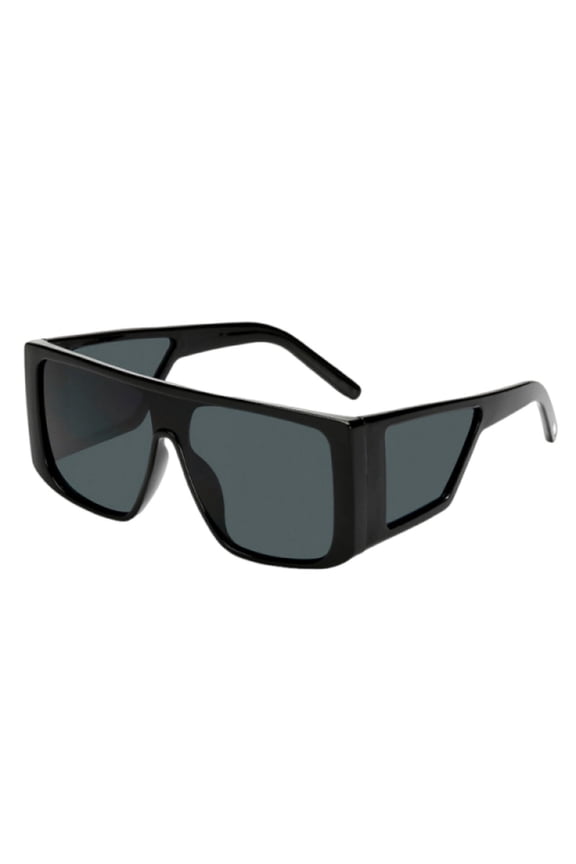 Rectangle Oversized Shield Sunglasses with Side Stylish & Cool Square for Women Men Futuristic Rectangula Flat Top One Piece Shades Black