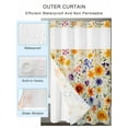 thumbnail image 2 of No Hook Cloth Fabric Shower Curtain with Snap in Liner, Purple Yellow Flowers Waterproof Shower Curtains Set with See Through Top Window, Retro Spring Pastoral Botanical Bath Curtains Shower 48"x72", 2 of 6