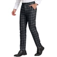 thumbnail image 5 of Lars Amadeus Men's Dress Checked Flat Front Business Plaid Formal Pants, 5 of 6