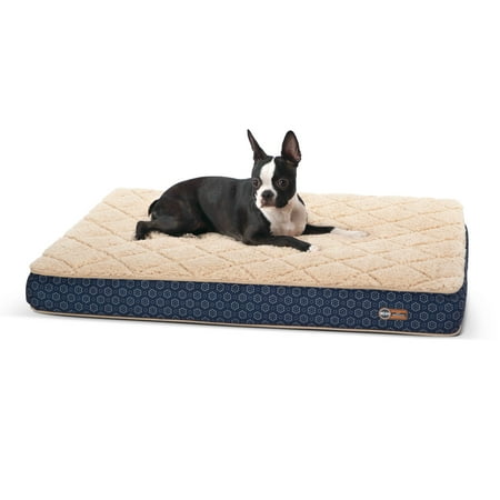 UPC: 0655199636495 | K&H Pet Products Quilt-Top Superior Orthopedic Bed Navy/Geo Flower Medium 30 X 40 Inches