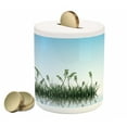 thumbnail image 1 of Landscape Piggy Bank, Scenery of a Lake Bushes Grass with Reflection Floral Art Image Print, Ceramic Coin Bank Money Box for Cash Saving, 3.6" X 3.2", Pale Blue Jade Green, by Ambesonne, 1 of 4