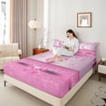 thumbnail image 4 of Manfei Kawaii Bowknot Alphabet C 3pcs Twin Sheet Sets for Female Women Teens,Bling Glitter Splash Twin Fitted Sheet,Flying Butterfly Breathable Flat Sheet,Dreamy Princess Room Decor, 4 of 7