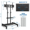 Tall Rolling TV Stand for 32 to 85 Inch Flat Panel TVs Tilt, Black
