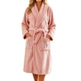 thumbnail image 2 of Ynynloco Women Shawl Plush Fleece Kimono Robes Bathrobe Soft Sleepwear V-neck Casual Ladies Loungewear Housecoat with Pockets, 2 of 9