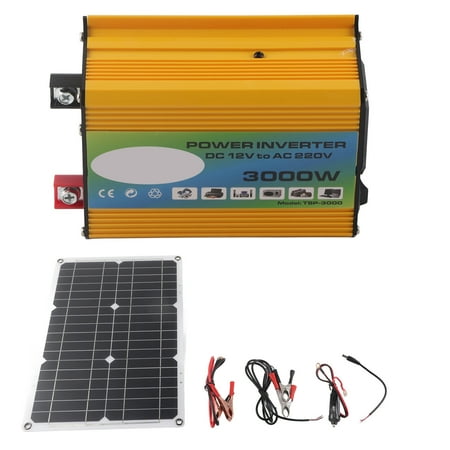 

Portable Solar Power Kit Inverter with Dual USB 30A 12V 24V Solar Charge Controller 18W 18V Solar Panel Yellow 12V to 220V