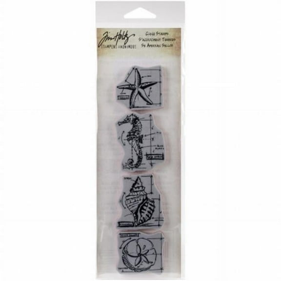 Tim Holtz Mini Blueprints Strip Cling Stamps 3"x10"-nautical