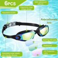 thumbnail image 2 of 6 Pack Swim Goggles for Adult Anti Fog Swimming Glasses with Ear Plugs Nose Clip No Leaking Full Protection Goggles, 2 of 5