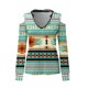 thumbnail image 5 of Mujeres Casual Impreso Sexy Manga Larga Sin Tirantes Cuello En V Jersey Fuera Del Hombro Blusa Camiseta Tops Fridja FKASFK4391, 5 of 5