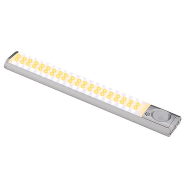 Luz de armario de 80 LED, lámpara con sensor de movimiento, brillo ajustable con 3 colores, recargable por USB, inalámbrica, adecuada para armarios, cocinas, pasillos, garaje, linterna