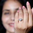 thumbnail image 5 of Rosec Jewels Moissanite Engagement Ring with Side Stones - 3 Carat Moissanite Ring - 8 mm Cushion Cut Ring - D-VS1 Grade, 14K Yellow Gold, US 5.50, 5 of 7