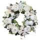 thumbnail image 2 of Corona de peonías artificiales resistente para puerta de entrada, decoración de interiores y exteriores para fiestas. Blanco, 2 of 9