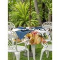 thumbnail image 2 of Outdoor Tablecloth with Umbrella Hole and Zipper, Hello Fall Round Table Cloth 54 Inch Waterproof Tablecloth, Orange Pumpkins Thanksgiving Maple Leaf Picnic Table Cover for Patio Camping, 2 of 7