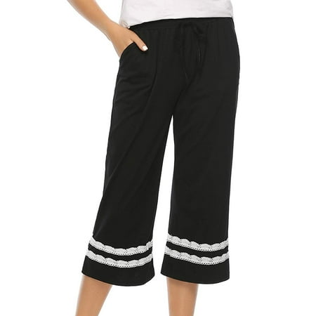 

Women’s Pajama Pants Cropped Striped Loose High Waist Sleepwear Bottoms