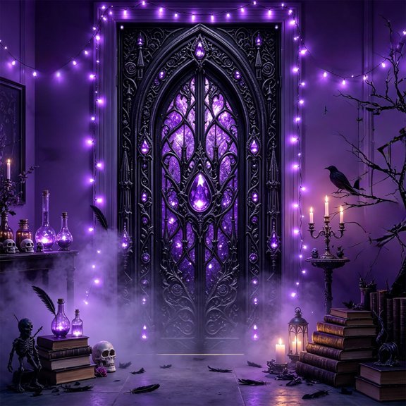 Halloween Door Curtains Holiday Decorations Background Banners Perforated Corners Fabric Cloth Curtain for Home Party Room Decoration Indoor Outdoor Window Doorway Wall, 35x71in