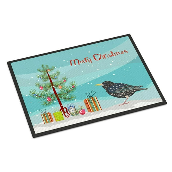 Carolines Treasures CK4492JMAT Starling Merry Christmas Door Mat Indoor Rug or Outdoor Welcome Mat 24x36 Doormat  36"L x