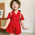 thumbnail image 1 of Gyratedream Child Baby Girls Short Sleeve Polk Dot Button Down Overall Summer Red Jumpsuit,1-7 Years, 1 of 8